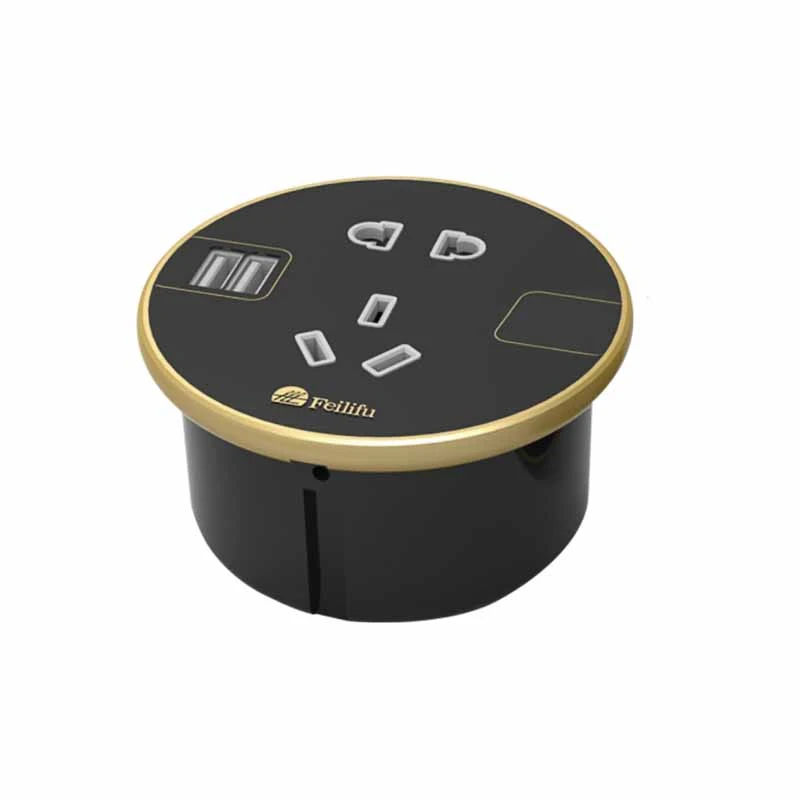 Embedded Round Desktop Power Grommet ak 2Usb Charger Port